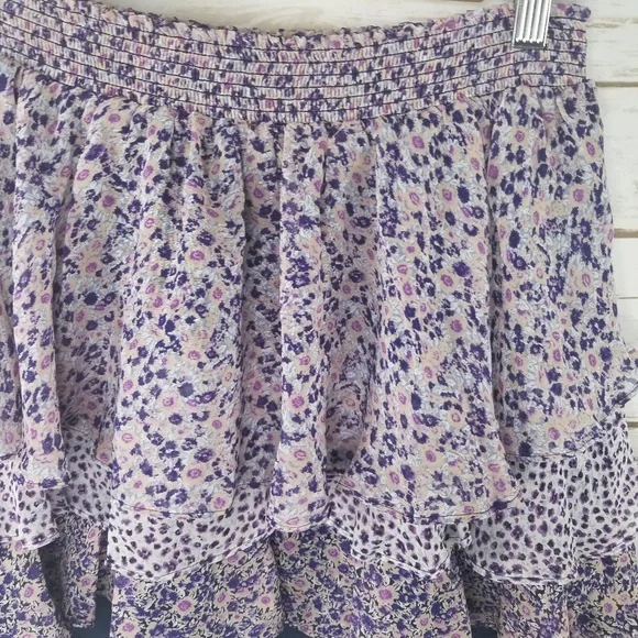 Joie Tiarella purple floral silk mini skirt - Picture 6 of 8